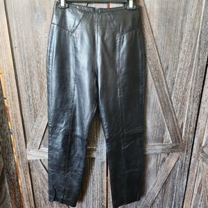 Verducci Pants Women's Size 8 Black‎ Genuine Leather Pants Zipper Seams Lined